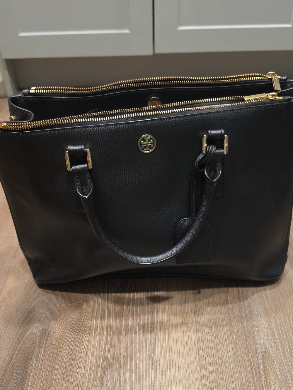 Tory Burch Robinson Double Zip Tote Black